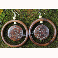 Wooden Earring, Made From Sono Wood With Painting