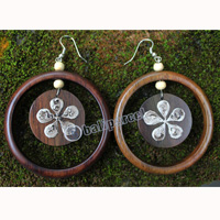 Wooden Earring, Made From Sono Wood With Painting