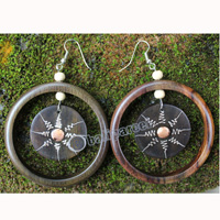 Wooden Earring, Made From Sono Wood With Painting