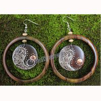 Wooden Earring, Made From Sono Wood With Painting