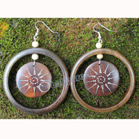 Wooden Earring, Made From Sono Wood With Painting