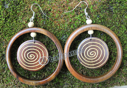 Wooden Earring, Made From Sono Wood With Painting