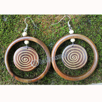 Wooden Earring, Made From Sono Wood With Painting