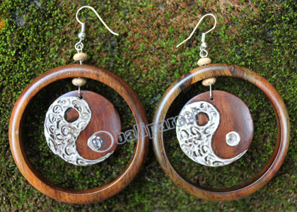 Wooden Earring, Made From Sono Wood With Painting