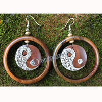 Wooden Earring, Made From Sono Wood With Painting