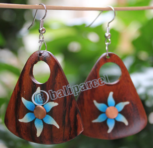 Wooden Earring, Made From Sono Wood With Painting