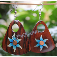 Wooden Earring, Made From Sono Wood With Painting