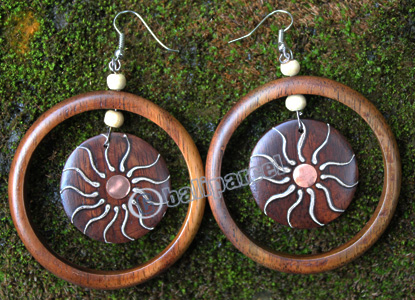 Wooden Earring, Made From Sono Wood With Painting