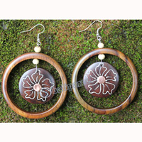 Wooden Earring, Made From Sono Wood With Painting