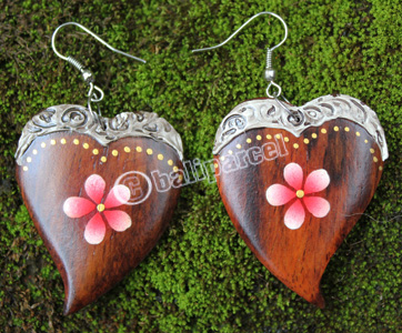 Wooden Earring, Made From Sono Wood With Painting