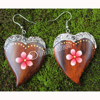 Wooden Earring, Made From Sono Wood With Painting