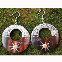 Wooden Earring, Made From Sono Wood With Painting