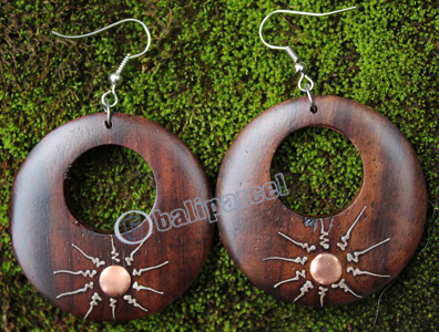 Wooden Earring, Made From Sono Wood With Painting
