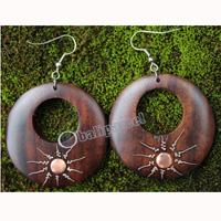 Wooden Earring, Made From Sono Wood With Painting