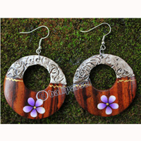 Wooden Earring, Made From Sono Wood With Painting