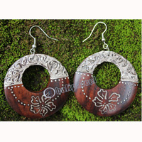 Wooden Earring, Made From Sono Wood With Painting