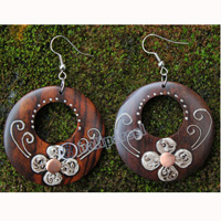 Wooden Earring, Made From Sono Wood With Painting