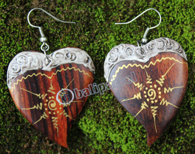Wooden Earring, Made From Sono Wood With Painting