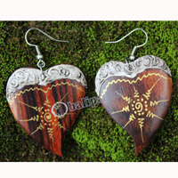 Wooden Earring, Made From Sono Wood With Painting