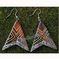 Wooden Earring, Made From Sono Wood With Painting