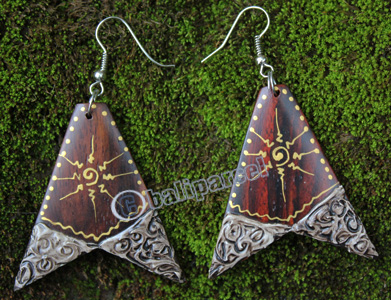Wooden Earring, Made From Sono Wood With Painting