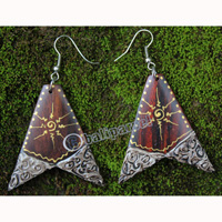 Wooden Earring, Made From Sono Wood With Painting