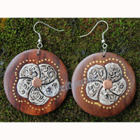 Wooden Earring, Made From Sono Wood With Painting
