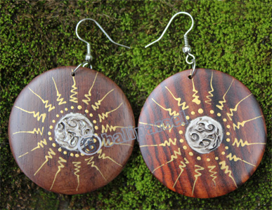 Wooden Earring, Made From Sono Wood With Painting