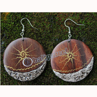 Wooden Earring, Made From Sono Wood With Painting