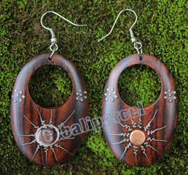 Wooden Earring, Made From Sono Wood With Painting