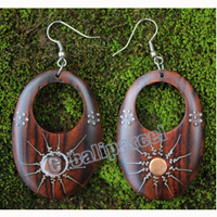 Wooden Earring, Made From Sono Wood With Painting