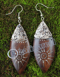Wooden Earring, Made From Sono Wood With Painting