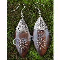 Wooden Earring, Made From Sono Wood With Painting