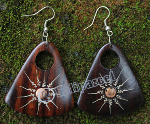 Wooden Earring, Made From Sono Wood With Painting