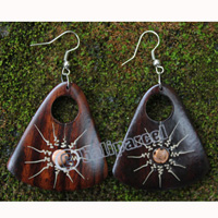 Wooden Earring, Made From Sono Wood With Painting
