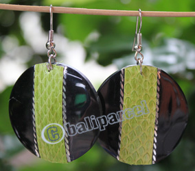 Earring, Made From Resin With Leather