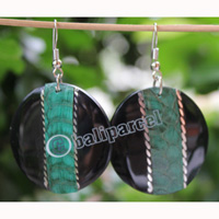 Earring, Made From Resin With Leather