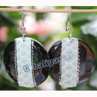 Earring, Made From Resin With Leather