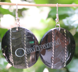 Earring, Made From Resin With Leather