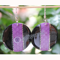 Earring, Made From Resin With Leather