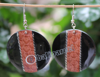 Earring, Made From Resin With Leather