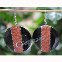 Earring, Made From Resin With Leather