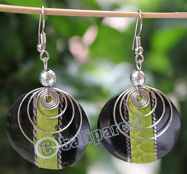 Earring, Made From Resin With Leather And Stainless