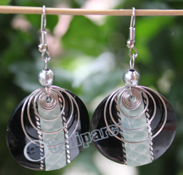 Earring, Made From Resin With Leather And Stainless