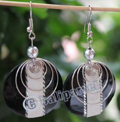 Earring, Made From Resin With Leather And Stainless