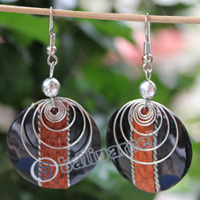 Earring, Made From Resin With Leather And Stainless