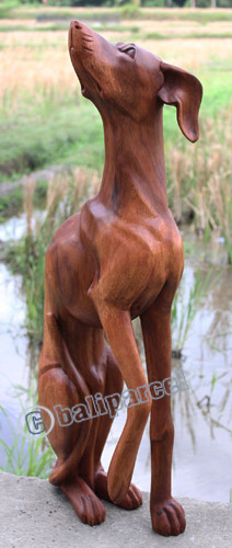 Wooden Dog, Hand Carved From Suar Wood