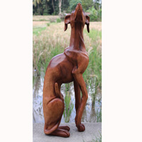 Wooden Dog, Hand Carved From Suar Wood