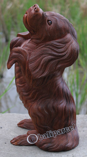 Wooden Dog, Hand Carved From Suar Wood