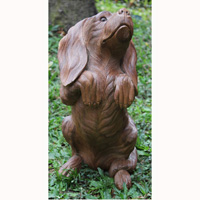 Wooden Dog, Hand Carved From Suar Wood With Natural Polished